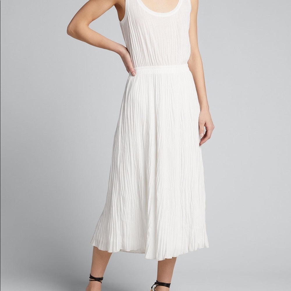 Vince Elevated Pleated Tank Dress with Scoop Neck